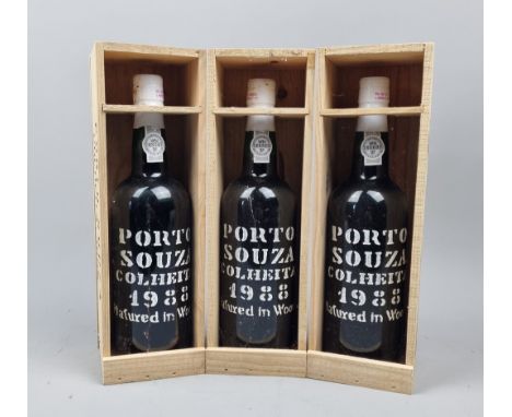 ​*+VAT* 3 Bottles Souza 1988 Vintage Colheita Tawny Port - 3 x 75cl in individual OWC   Please Note: This lot is subject to V