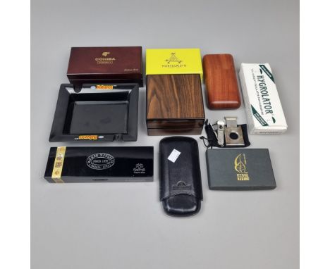 Cigar interest: Various high quality empty Cigar Boxes and Emphemera including:   Colibri Cigar Ashtray set including Cutter,