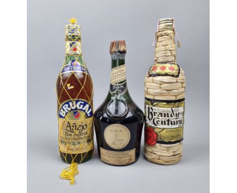 3 Vintage Spirit Bottlings Rum, Brandy, Benedictine from 1950's/60's/70's to include:  Brugal Anejo Ron/rum Superior,  Benedi