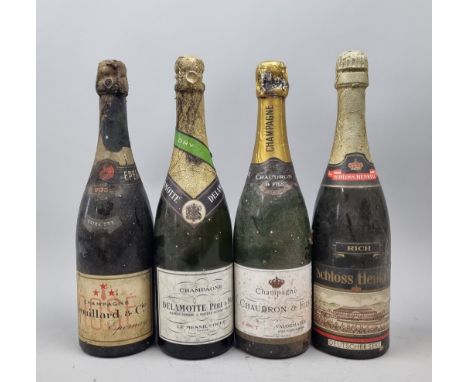 4 Bottles of Non-Vintage Champagne/Sparkling Wine comprising:   Trouillard Rose NV Champagne,  Delamotte NV Champagne,  Chaud