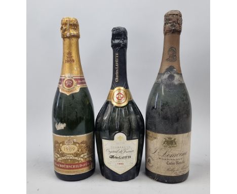 3 Bottles Vintage Champagne to include:   Alfred Rothschild 1989 Vintage Brut Champagne,  Charles Lafitte 1985 Vintage Brut C