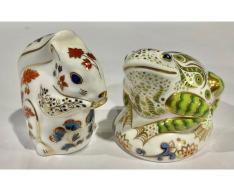 A Royal Crown Derby paperweight, Toad, limited edition 1,406/3,500, gold stopper, 7.5cm; another, Squirrel, gold stopper, bot