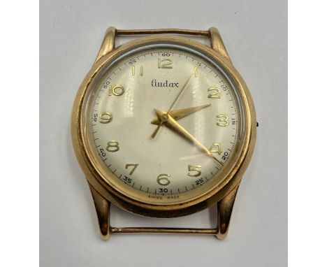 A 9ct gold cased Audax wristwatch, manual wind 17 jewel 1060 cal movement, missing winder, London 1963, 23.7g gross