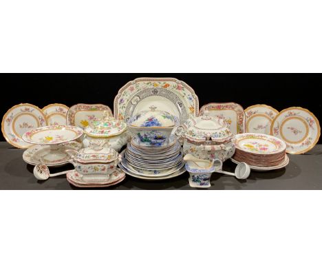 A large 19th century Cauldon Ltd. Jessamine pattern soup terrine, cover and ladle; others; a John Stevenson Kato pattern part