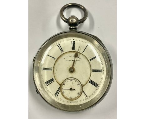 A Victorian Silver S. Lichetenstein Manchester Open Face Pocket Watch A/F;hallmarked with the lion passant for sterling silve