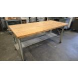 Maple-Top Wood Workbench; on Steel Legs