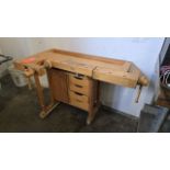 Ljobergs Wood Craftsmen Workbench; with Wood Vise, Etc.