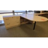 Tvilum-Scanbirk Modular Wood Desk; with 2-Drawer Wood Lateral File Cabinet