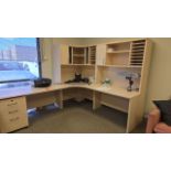 Tvilum-Scanbirk Modular Wood Desk; with Hutches, (1) 3-Drawer Wood File Cabinet (No Computer or