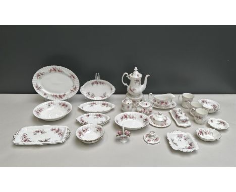 A 29-piece Royal Albert Lavender Rose Bone China service part, consisting of, among other things, a coffee pot on light, a cr