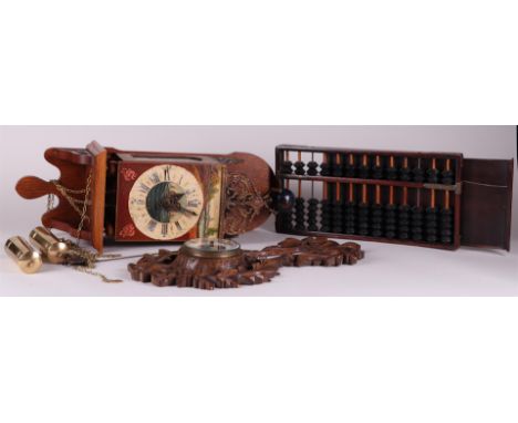 A lot consisting of a&nbsp;clock, barometer and abacus.