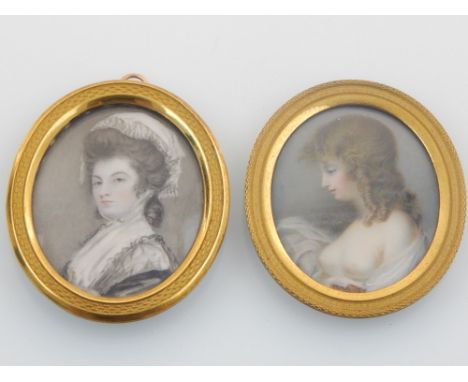 An early 19th century oval portrait miniature of an elegant lady verso bears paper label ''.....given by the prince Regent to
