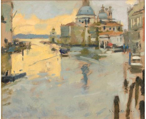 Ken HOWARDEvening Light on The Grand Canal Oil on boardSigned25 x 31 cm(See illustration)   Condition report:  Good condition