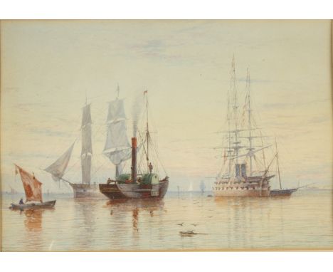 R J RIDDLESun on the Thames Watercolour Detached label to the back 17 x 25cm