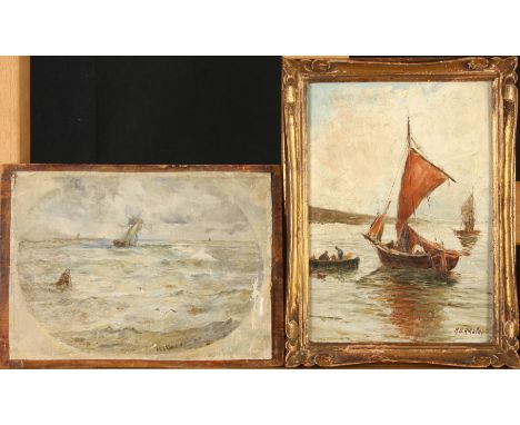 William Joseph Julius Caesar BONDMarine Oil on canvas laid down Signed dated 1865 15 x 21cmTogether with a second marine oil 