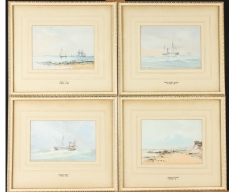 K HORE Four small marine watercolours with shipping 