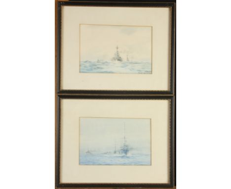 Rowland LANGMAIDA North Sea Sweep, Great War And a matching watercolour Each signed and inscribed 12 x 18cm   Condition repor
