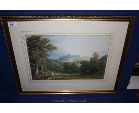 A colour Print after watercolour of Windsor Castle.
