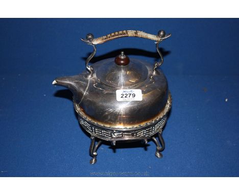 A plated Spirit Kettle and stand by W. Mason 'The Original Ambleside Kettle'