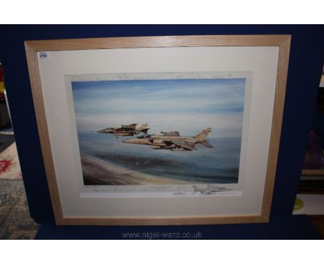 A Print: 'The Longest Minute' by Michael Rondot, signed by the artist and squadron, 22 1/4'' x 17''.