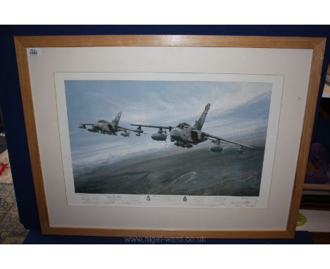 A Print: 'Operation Telic' by Michael Rondot, signed by the artist and squadron, 26 1/4'' x 17 1/2''.
