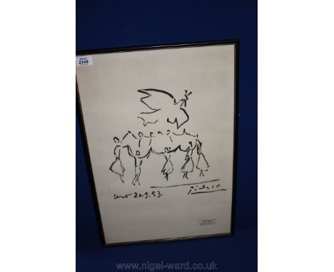 A Print 'La Sardone de la Paix', Pablo Picasso, collection du Musee de ceret Imprimerie Richard - ceret.
