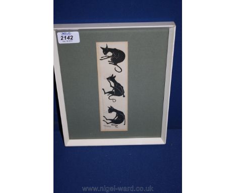 A Louis Wain Print of Three Black Cats, signed Louis Wain lower left.