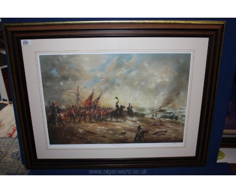 A signed limited edition Print: 'Wellington's Finest Hour', no. 38/850, 25 1/4'' x 17 1/4'' .