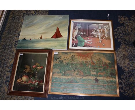 A Print of Adam and Eve with all the animals, and an Arthur Sarnoff Print 'The Scratching Beagle'