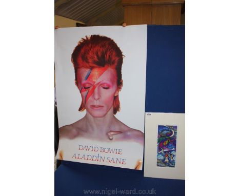 A signed limited edition Lithograph by Katie Kneath, no 9/50 together with a large Poster of David Bowie.