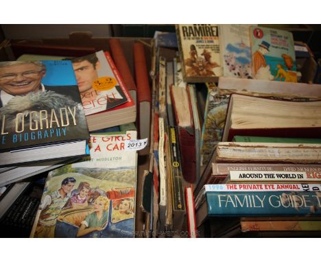 Two boxes of Books: Family Guide to Nature, Girls Story Book etc, novels and more