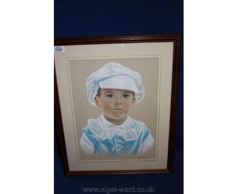 Paul Yeomans '91: a Pastel portrait of a young boy with lace collar and cap, with artist's details verso, Paul R. Yeomans, B.