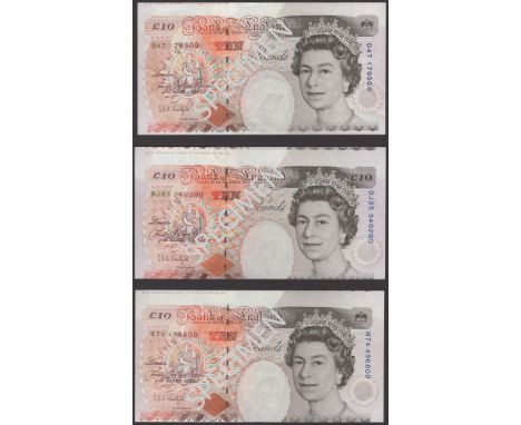 ERROR: Bank of England, Graham E. A. Kentfield, £10 (3), 29 April 1992, serial number prefixes D47, N74 and DJ35, all with pr