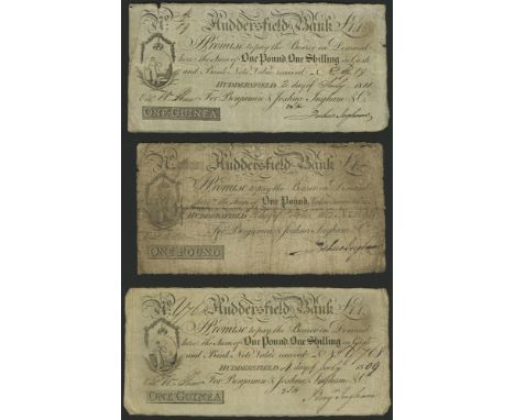 Huddersfield Commercial Bank, for Benjamin & Joshua Ingham & Co., £1 and 1 Guinea (2), 1811, 1809 and 1813, serial numbers M9