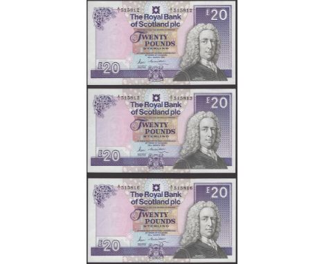 Royal Bank of Scotland PLC, £20 (5), 25 March 1987, serial numbers A/1 515812-16, Maiden signature, uncirculated and a consec