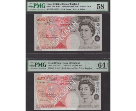 Bank of England, Graham E. A. Kentfield, £50 (2), ND (1994), serial number prefixes C and D, also Andrew Bailey, £50, prefix 