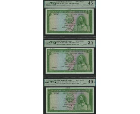 Banco Nacional Ultramarino, St Thomas & Prince, printers archival specimen 1000 Escudos (3), 11 May 1964, serial number range