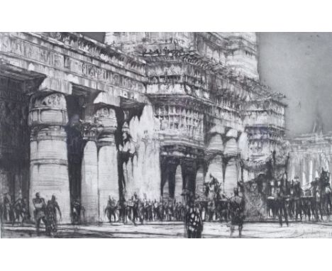 William Walcot (British, 1874-1943): 'King Solomon's Palace', a drypoint etching, signed in pencil to the margin, with Ed 60,