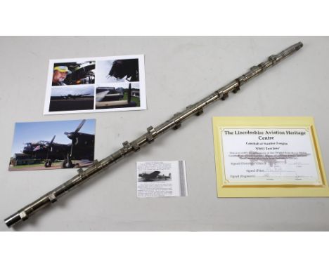 A Rolls Royce Merlin camshaft taken from number two engine of Lancaster NX611 'Just Jane', this camshaft flew back from Austr