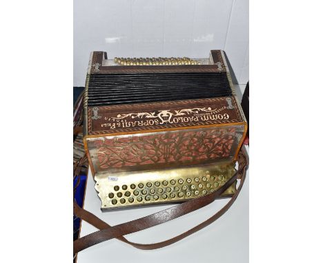 A COMM. PAOLO SOPRANI E FIGLI ACCORDION, with inlaid wooden case, one hundred and three keys, leather straps (1) (Condition R
