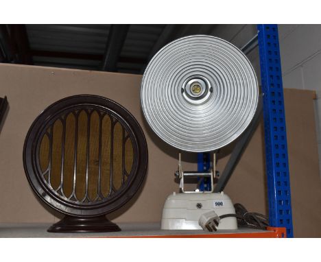 AN ART DECO BAKELITE SPEAKER AND HEALTH LAMP, a British Thomson Houston type E form B wireless loudspeaker, brown bakelite co