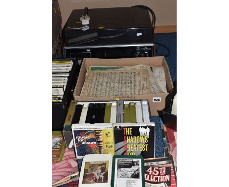 AN ELIZABETHAN RECORD PLAYER AND THREE CASES OF TAPES to include an Elizabethan 'Stereo System LZ222' (untested, includes ins