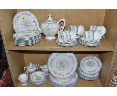 A FIFTY EIGHT PIECE COALPORT 'PEARL' DINNER SERVICE, comprising a teapot, two cream jugs, a covered sugar bowl, eight dinner 