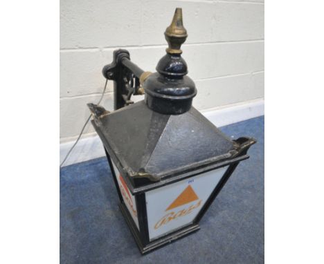 A CAST IRON EXTERNAL ADVERTISING PUB LANTERN FOR BASS, width 43cm x depth 68cm x approximate height 87cm, condition report: P