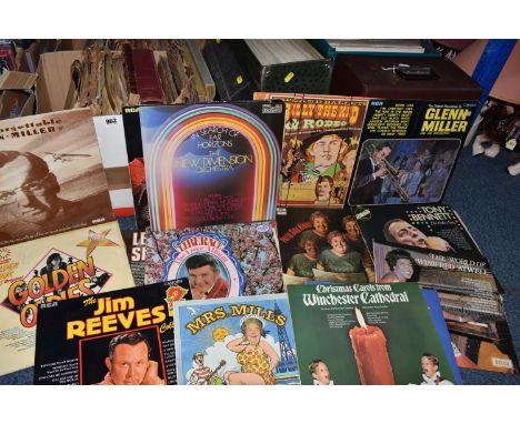 TWO BOXES AND FIVE CASES OF RECORDS, mostly 78rpm records with two cases of easy listening LPs, artists to include Glenn Mill