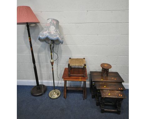 A SELECTION OF OCCASIONAL FURNITURE, to include an oak nest of three tables, largest table width 61cm x depth 31cm x height 4