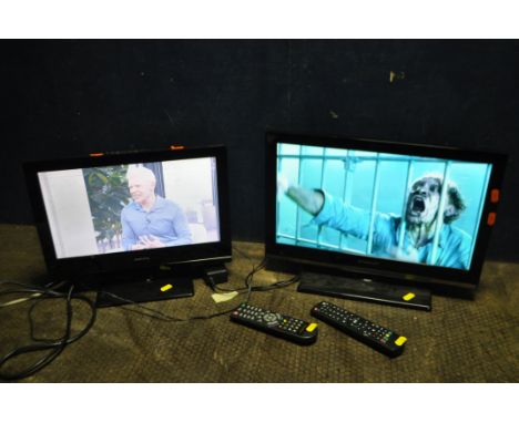 A POLAROID 19in TV/DVD COMBI WITH REMOTE and a Manta 15in TV with remote (both PAT pass and working) (4)
