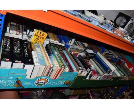 SEVEN BOXES OF BOOKS, to include approximately one hundred and thirty books in hardback and paperback formats, titles to incl