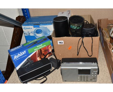 ONE BOX AND LOOSE ELECTRICAL ITEMS, to include a Bose  'Soundlink Mini' an Amazon 'Echo' 1st/2nd generation, an Amazon 'Echo'
