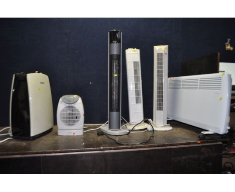 A COLLECTION OF HOUSEHOLD HEATING AND COOLING ITEMS, including a Dimplex Air con unit, an Ambient Air radiator, a Silver Cres